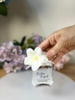 Kolonya Şişesi Sekizgen Model Beyaz Çiçekli (50 cc)